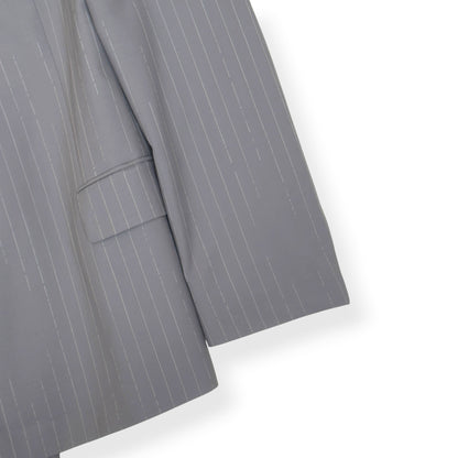 BOSS EDITORIAL PINSTRIPE DOUBLE BREASTED BLAZER GREY 54 / XL | XL, Grey