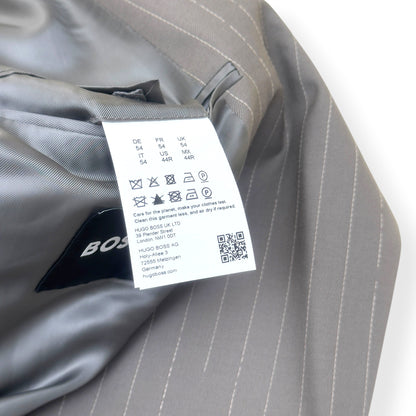 BOSS EDITORIAL PINSTRIPE DOUBLE BREASTED BLAZER GREY 54 / XL | XL, Grey