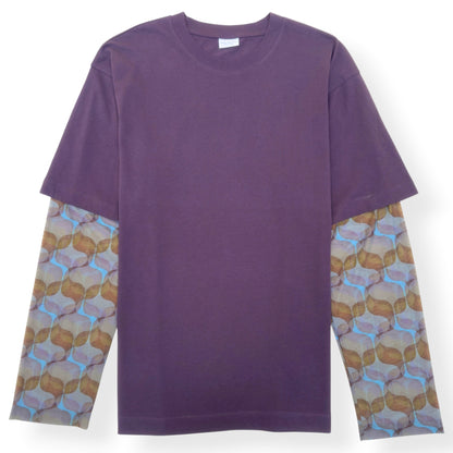 DRIES VAN NOTEN LAYERED PRINT LONG SLEEVE T-SHIRT PURPLE XL | XL, Purple