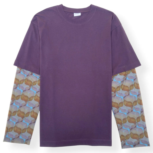 DRIES VAN NOTEN LAYERED PRINT LONG SLEEVE T-SHIRT PURPLE XL | XL, Purple