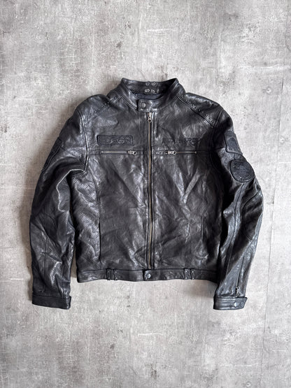 Ed Hardy Black Leather Studded Moto Jacket