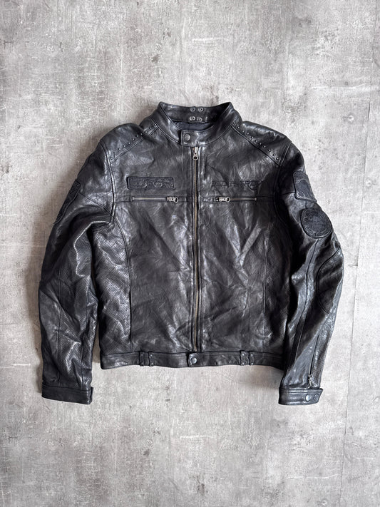 Ed Hardy Black Leather Studded Moto Jacket