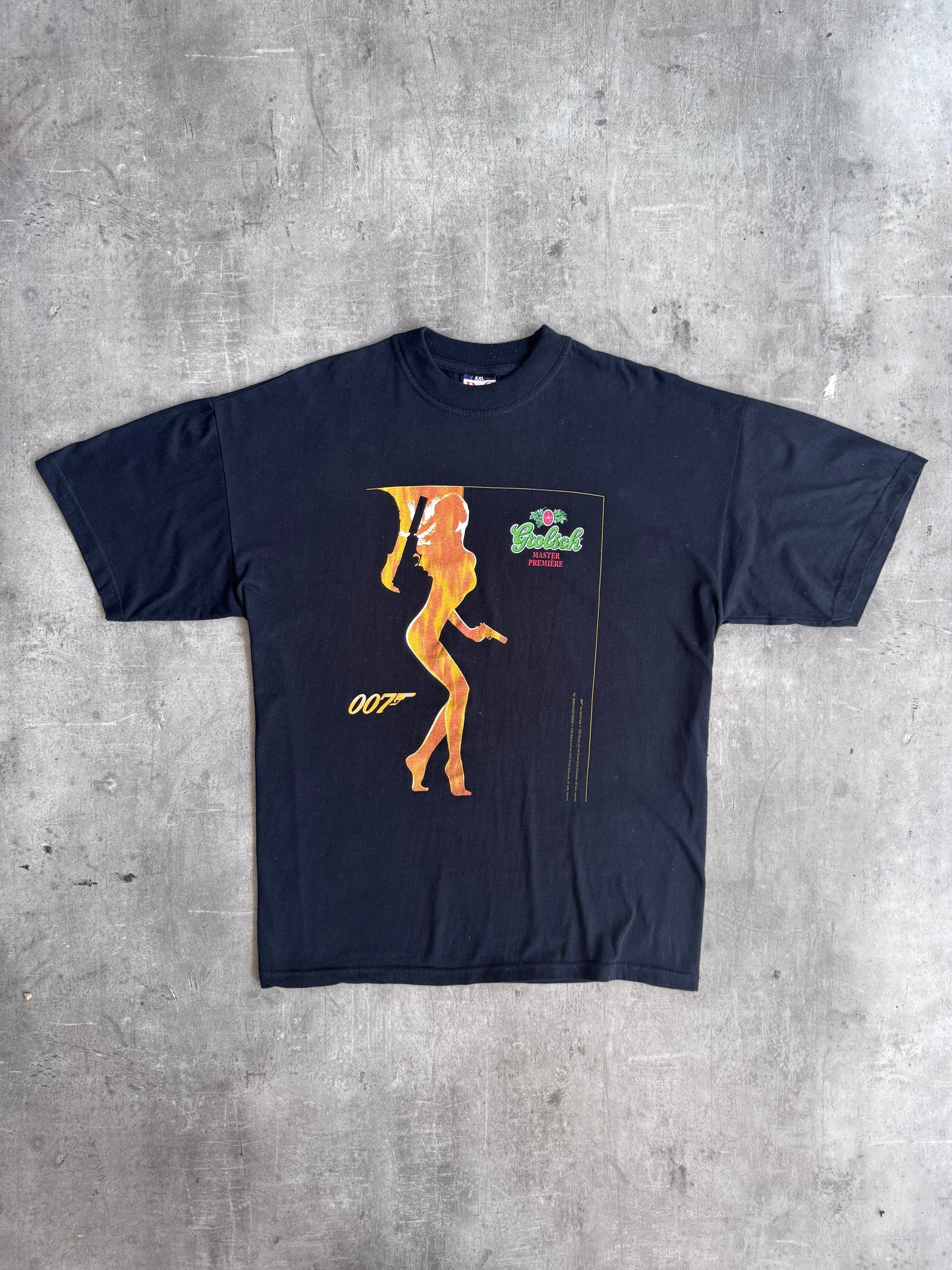 1999 James Bond " The World Isz Not Enough" Grolsch Premier Graphic Tee | Extra Extra Large, Multicoloured