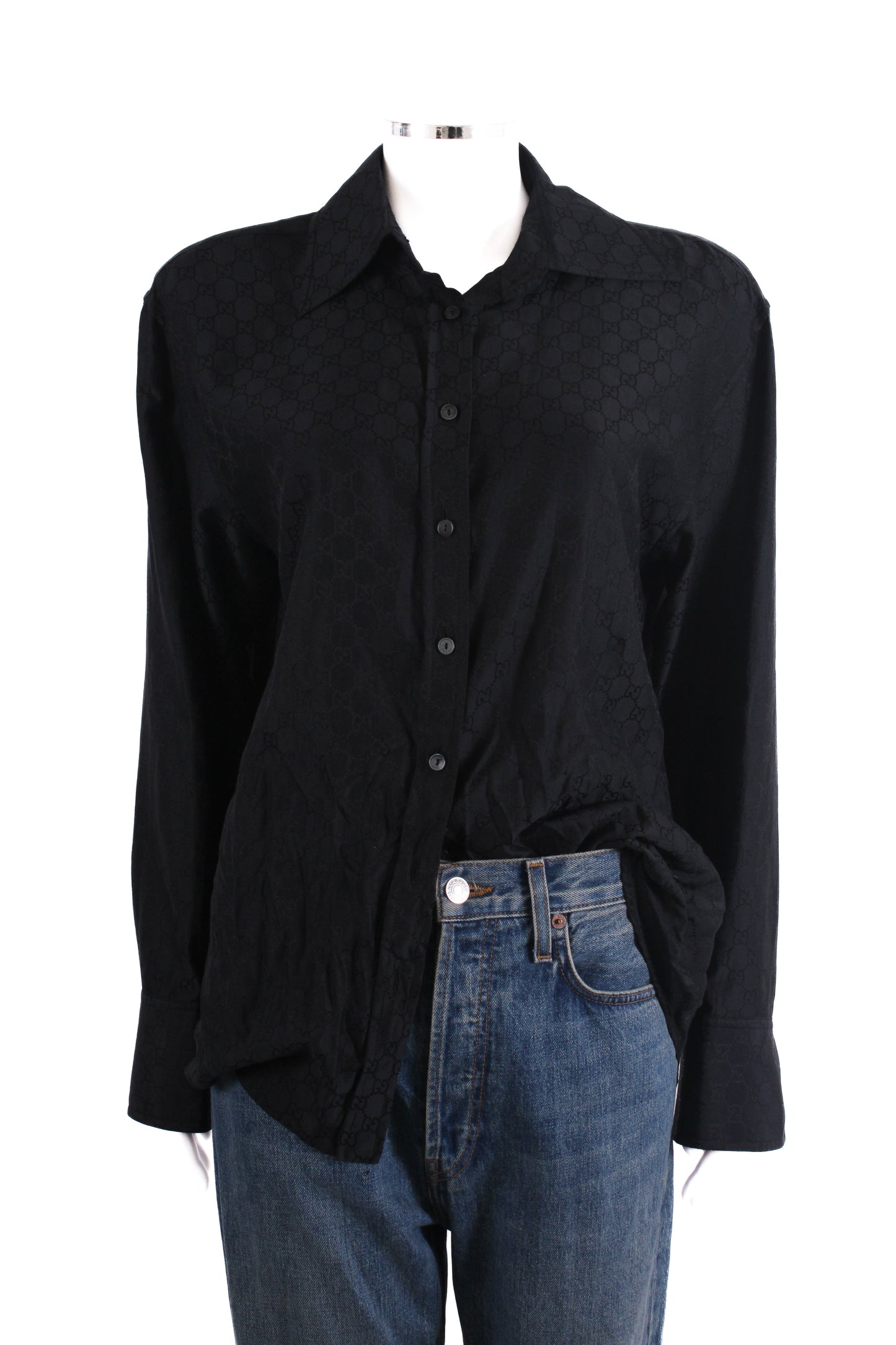 Gucci S/S 1998 Gucci by Tom Ford GG Monogram Shirt Black IT46 | O/S, Black