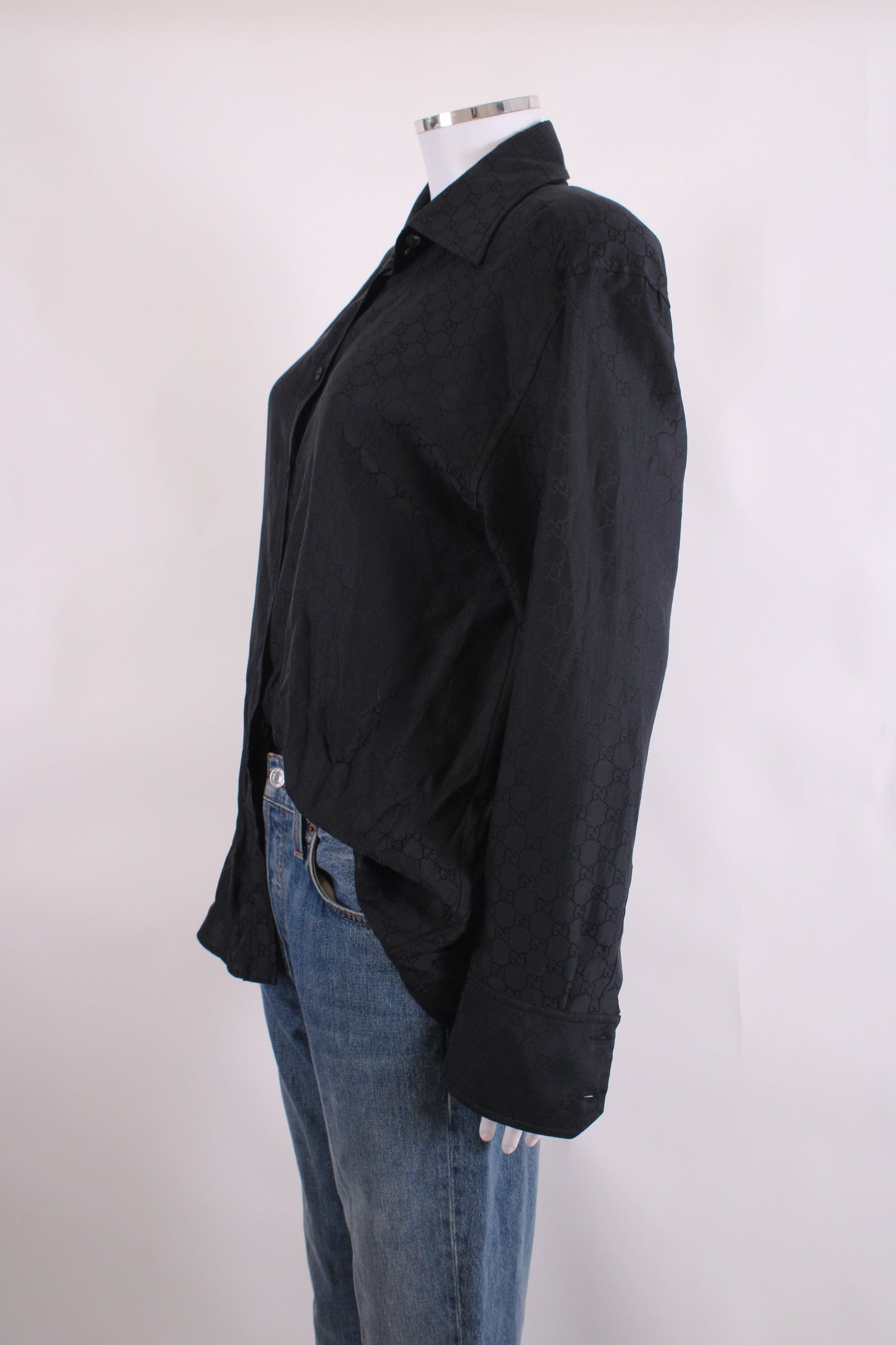 Gucci S/S 1998 Gucci by Tom Ford GG Monogram Shirt Black IT46 | O/S, Black