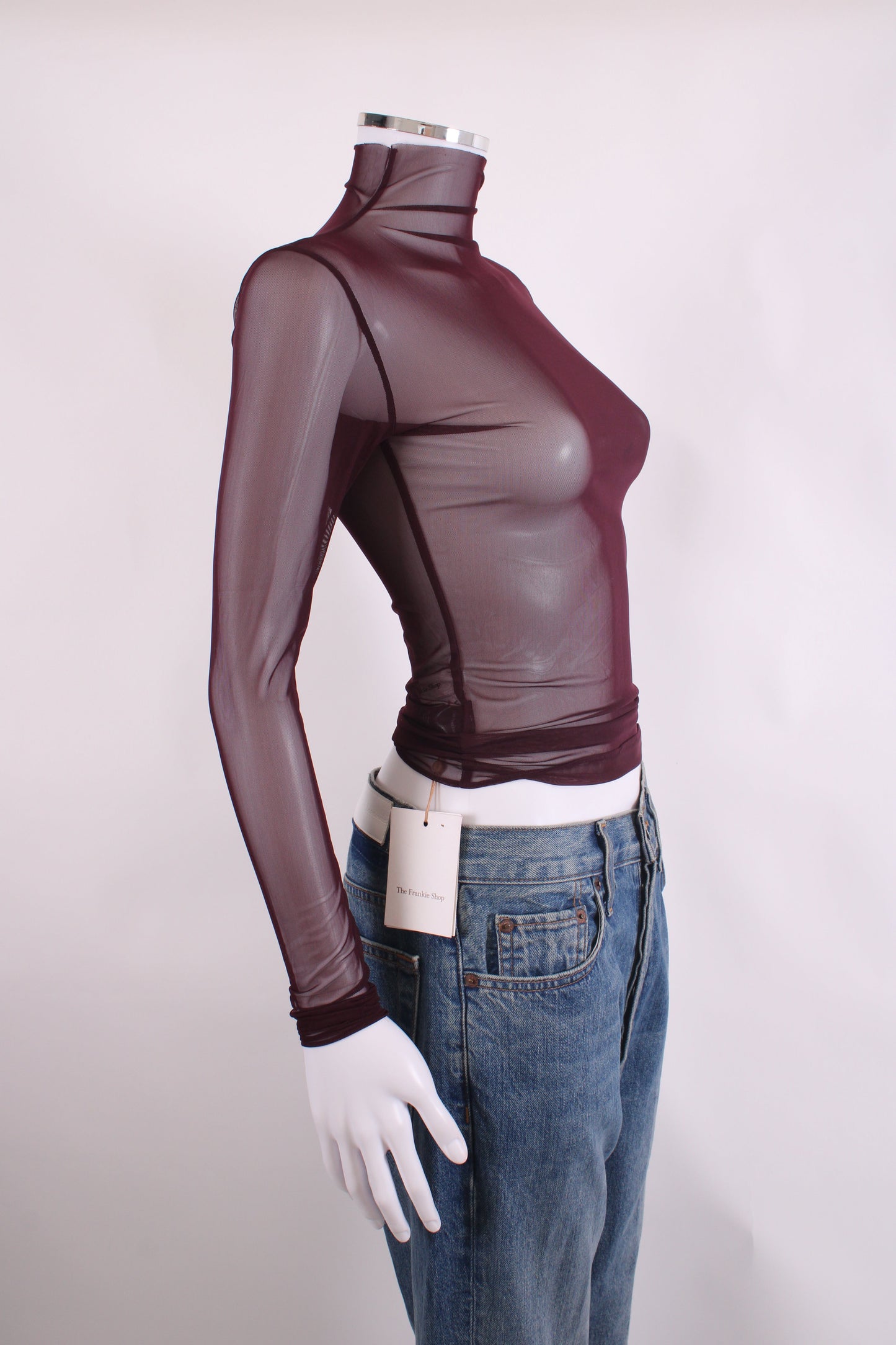 The Frankie Shop L/S Sheer Mesh Top Plum S | O/S, Plum