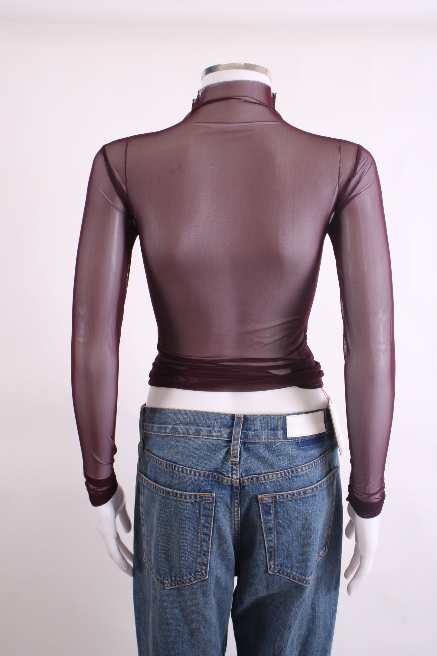 The Frankie Shop L/S Sheer Mesh Top Plum S | O/S, Plum