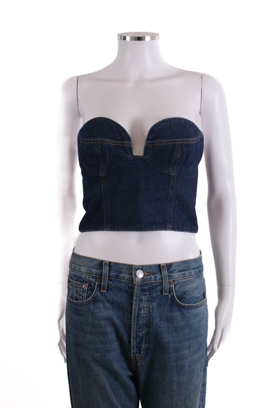 Magda Butrym Crop Bustier Top Denim 12 | O/S, Dark Blue