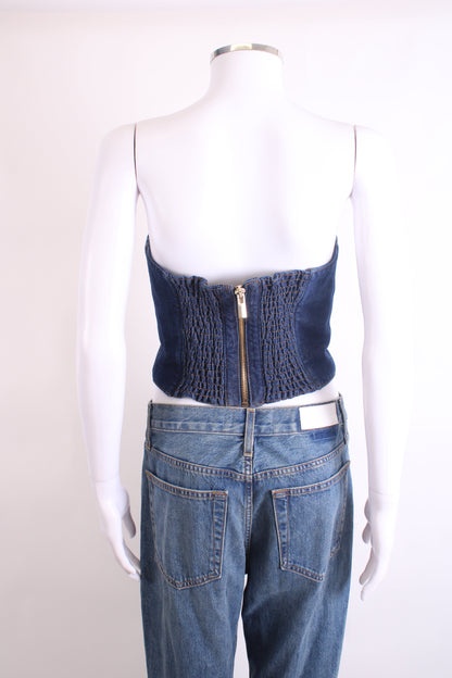 Magda Butrym Crop Bustier Top Denim 12 | O/S, Dark Blue
