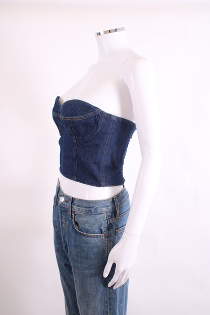 Magda Butrym Crop Bustier Top Denim 12 | O/S, Dark Blue