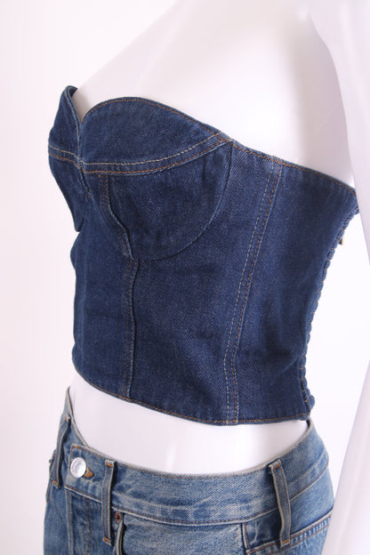 Magda Butrym Crop Bustier Top Denim 12 | O/S, Dark Blue