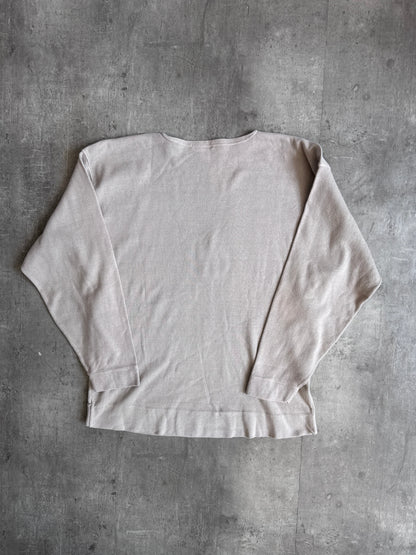 1990s Stone Island Beige Embroidered Compass Logo Boatneck Sweatshirt