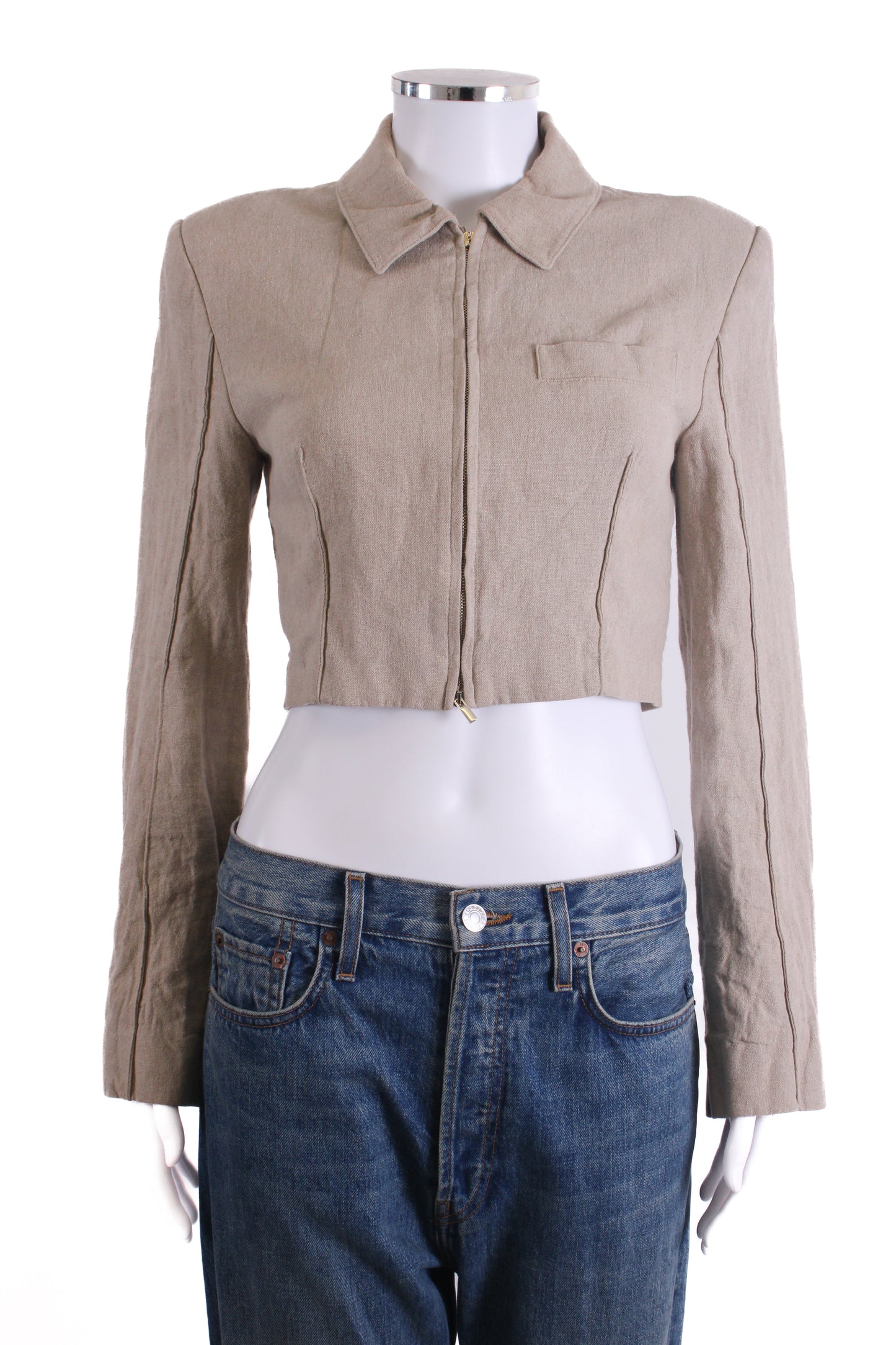 Jacquemus Cropped Blazer Beige 8 | O/S, Beige