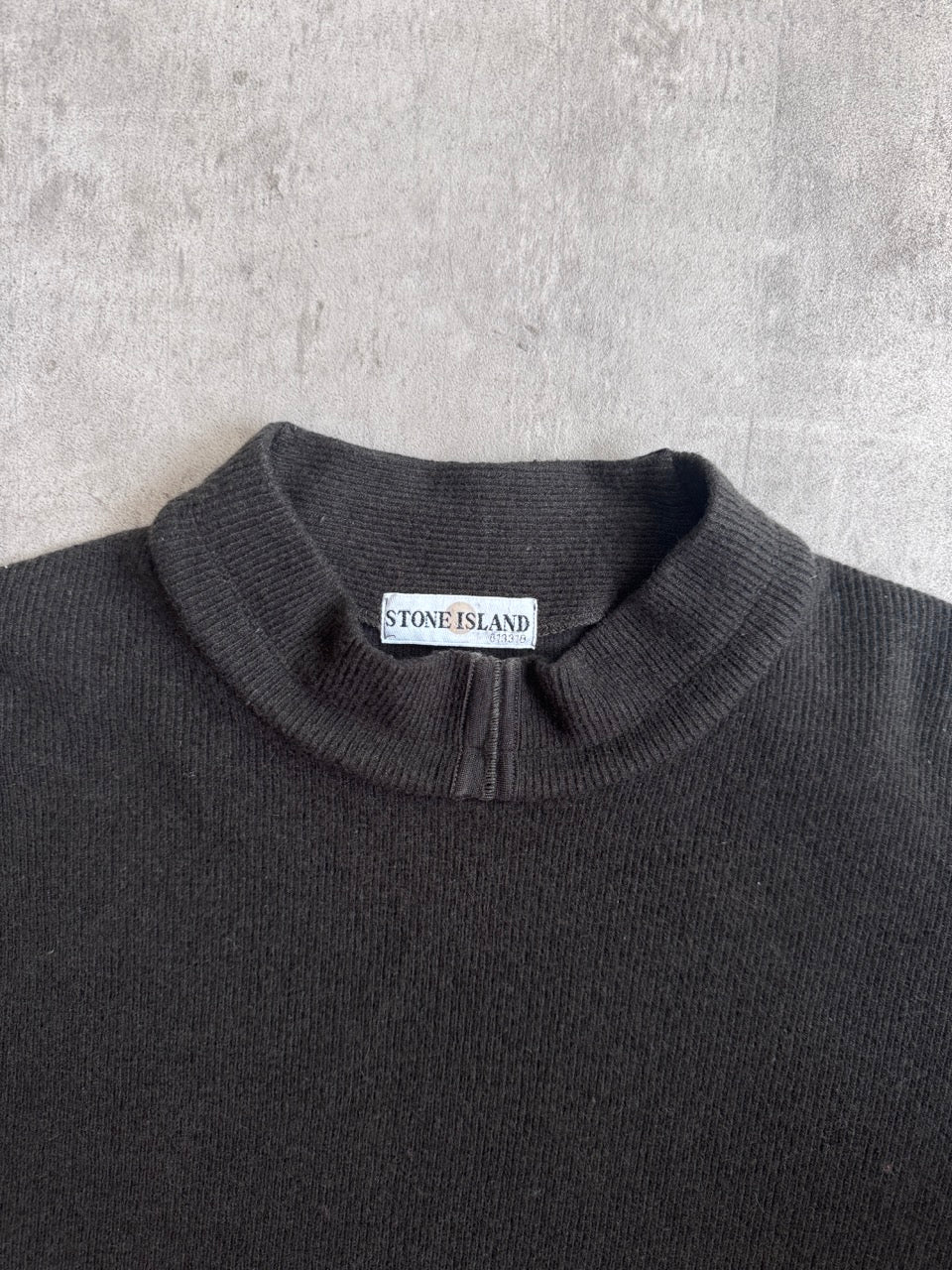 A/W 2004 Stone Island Dark Green Mockneck Knit Sweater