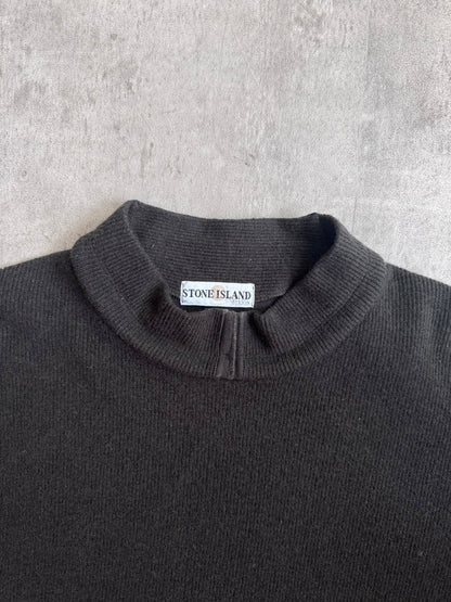 A/W 2004 Stone Island Dark Green Mockneck Knit Sweater