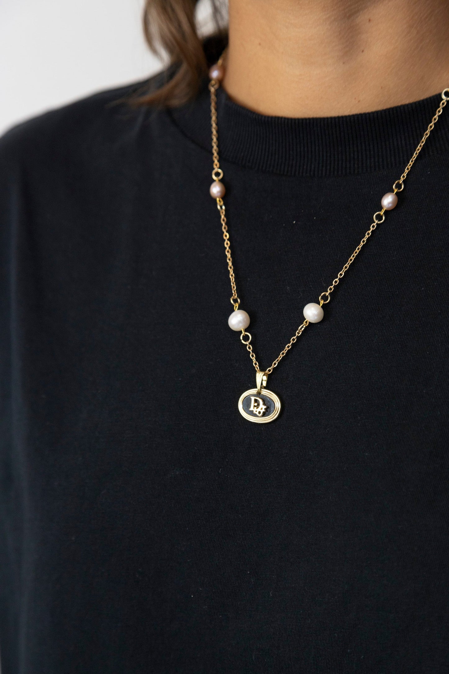 VT Rework: Christian Dior Link Pink Pearl Chain Necklace