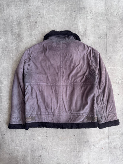 Kansai Jeans Taupe Suede Faux Shearling Jacket | Medium, Multicoloured