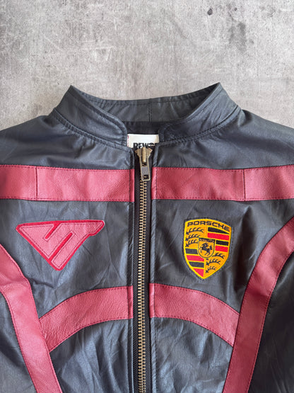 VT Rework: Porsche Panelled Cropped Leather Jacket | Extra Small, Multicoloured