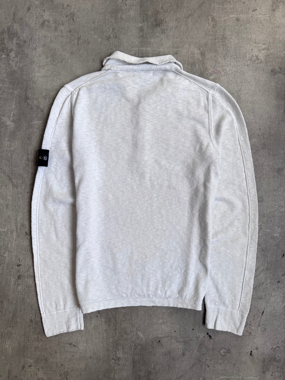 S/S 2007 Stone Island White Lightweight Collared Knit Sweater