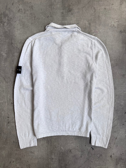 S/S 2007 Stone Island White Lightweight Collared Knit Sweater