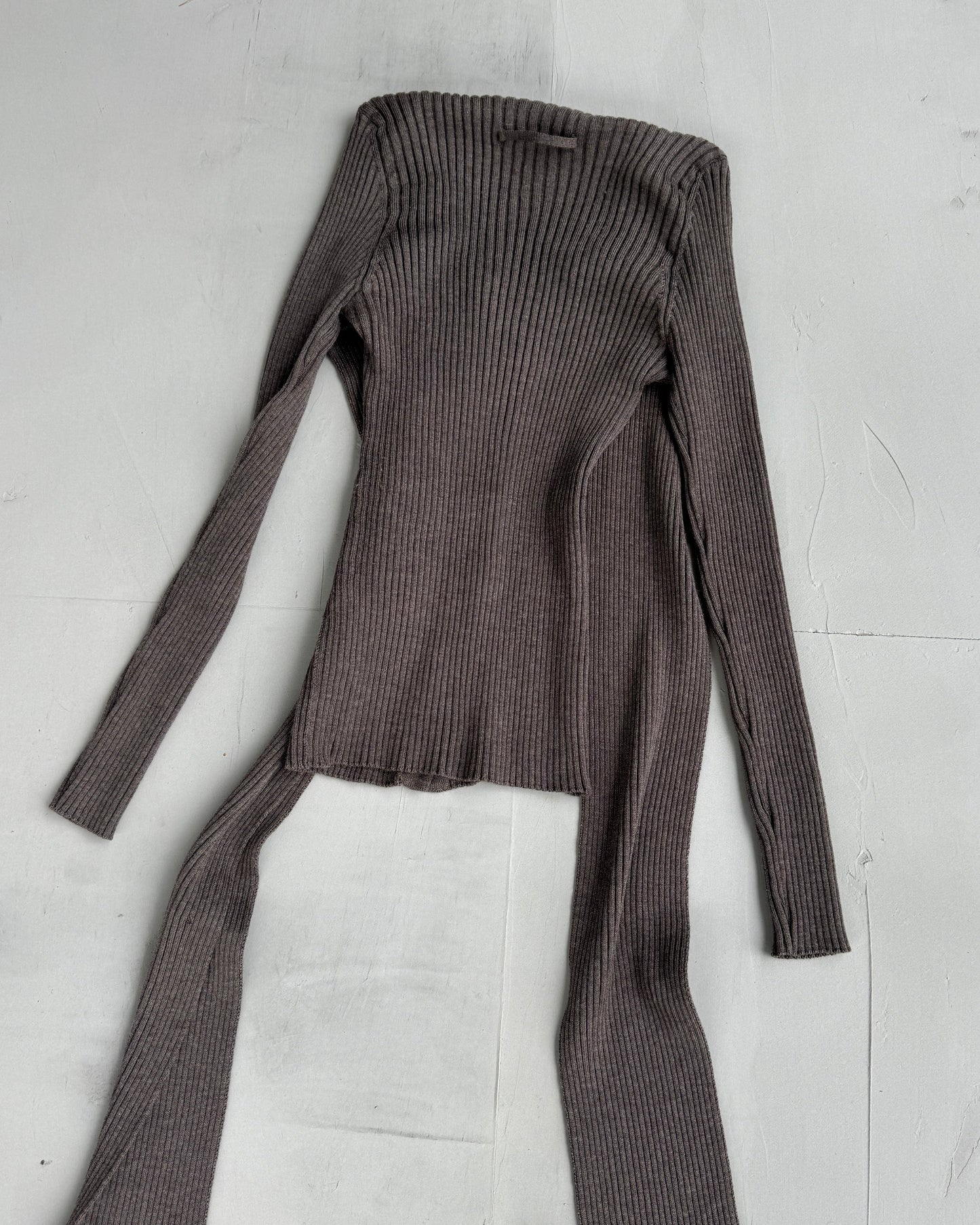 JEAN PAUL GAULTIER RIBBED KNIT CONICAL BUTTON UP SWEATER - M