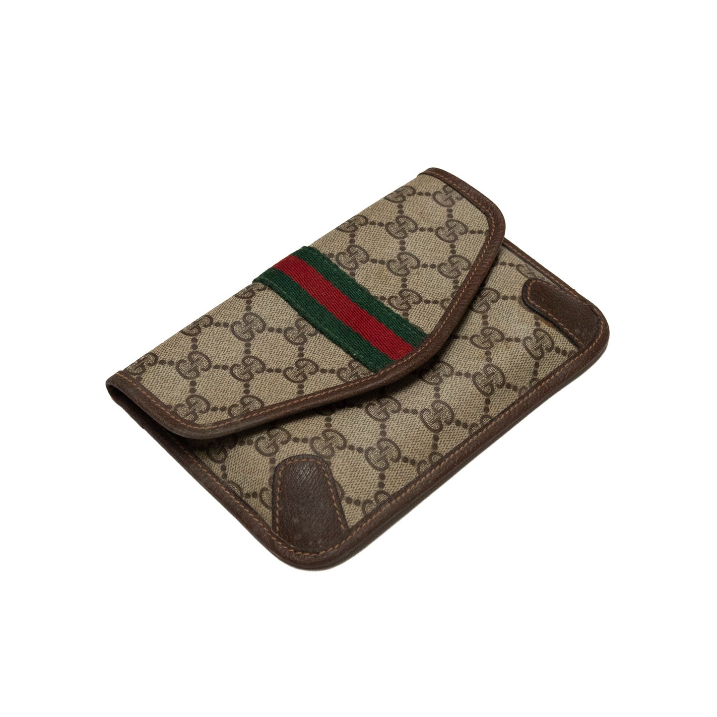 Gucci Monogram Leather Pouch with Detail Stripe