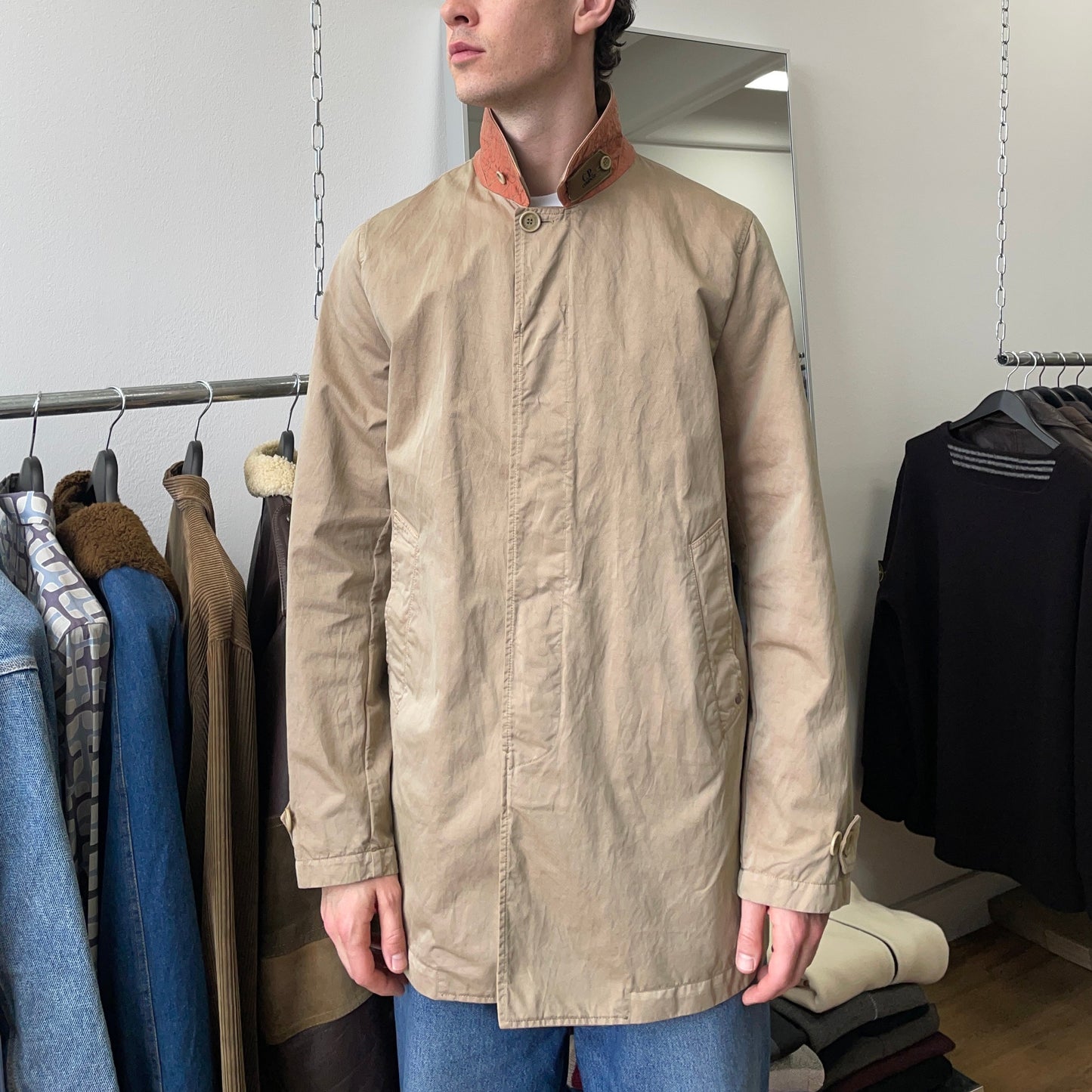 C.P. Company Beige & Orange Car Coat | Large, Beige
