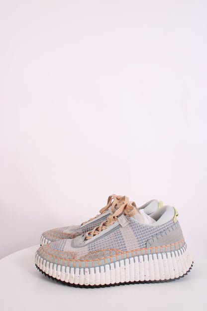 Chloe Nama Stitch Trainers Blue/ Orange 39 | O/S, Blue