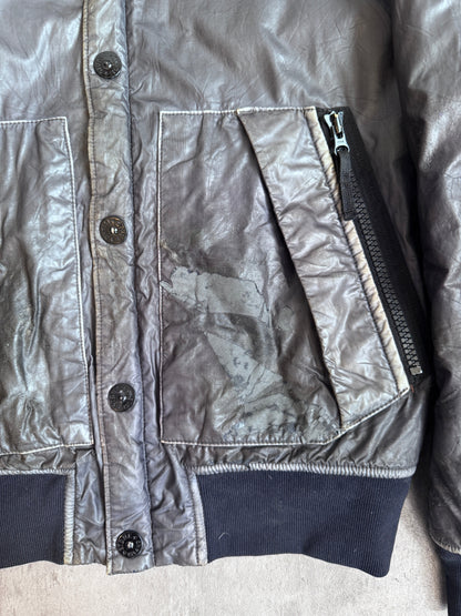 A/W 14' Stone Island Mussola Gommata Navy Reflective Nylon Hooded Bomber