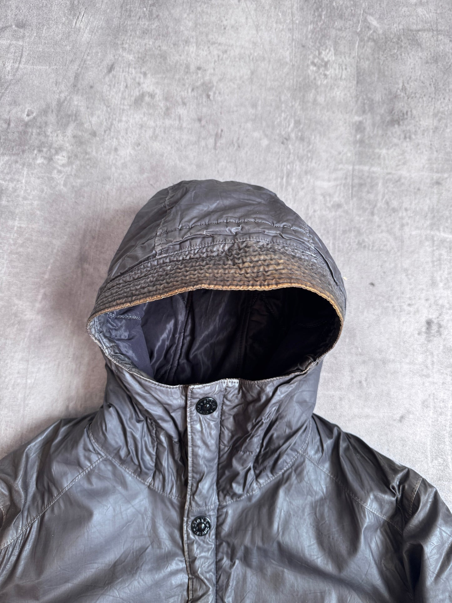 A/W 14' Stone Island Mussola Gommata Navy Reflective Nylon Hooded Bomber