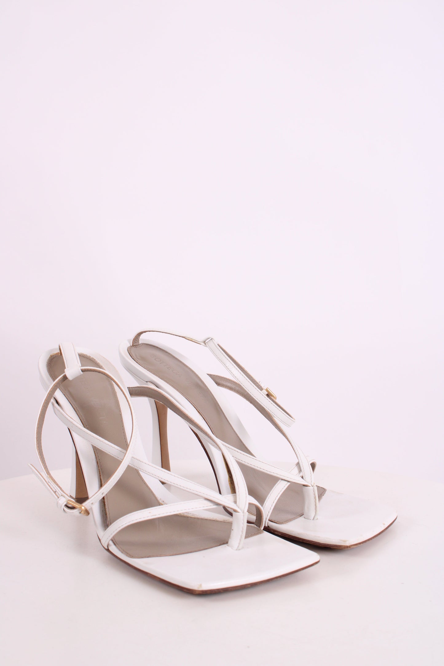 Bottega Veneta Strappy Square Toe Heels White 37 | O/S, White