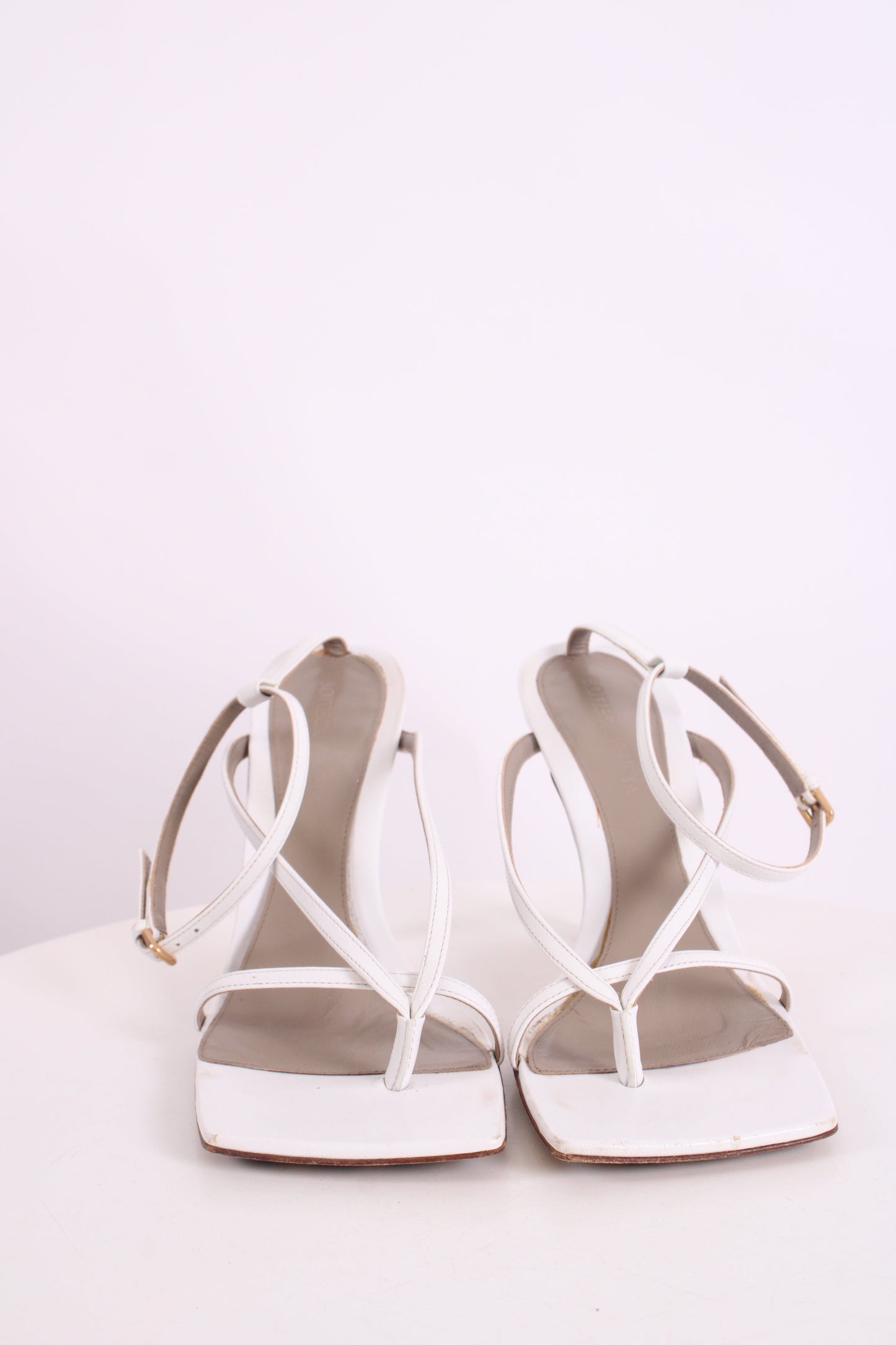 Bottega Veneta Strappy Square Toe Heels White 37 | O/S, White