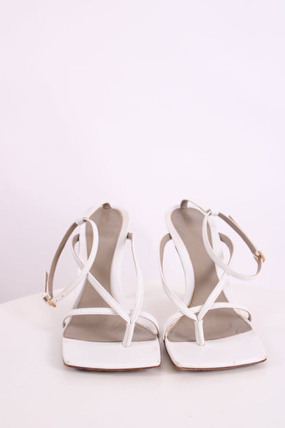 Bottega Veneta Strappy Square Toe Heels White 37 | O/S, White