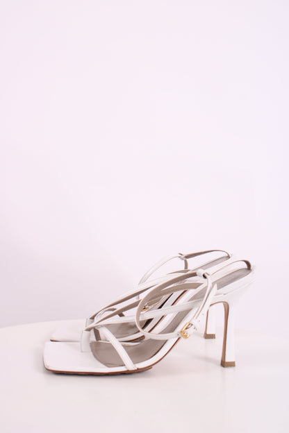 Bottega Veneta Strappy Square Toe Heels White 37 | O/S, White