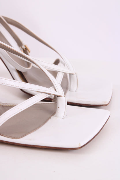 Bottega Veneta Strappy Square Toe Heels White 37 | O/S, White