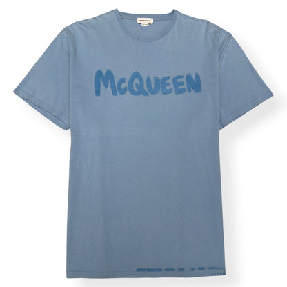ALEXANDER MCQUEEN GRAFFITI LOGO T-SHIRT BLUE XL | XL, Blue