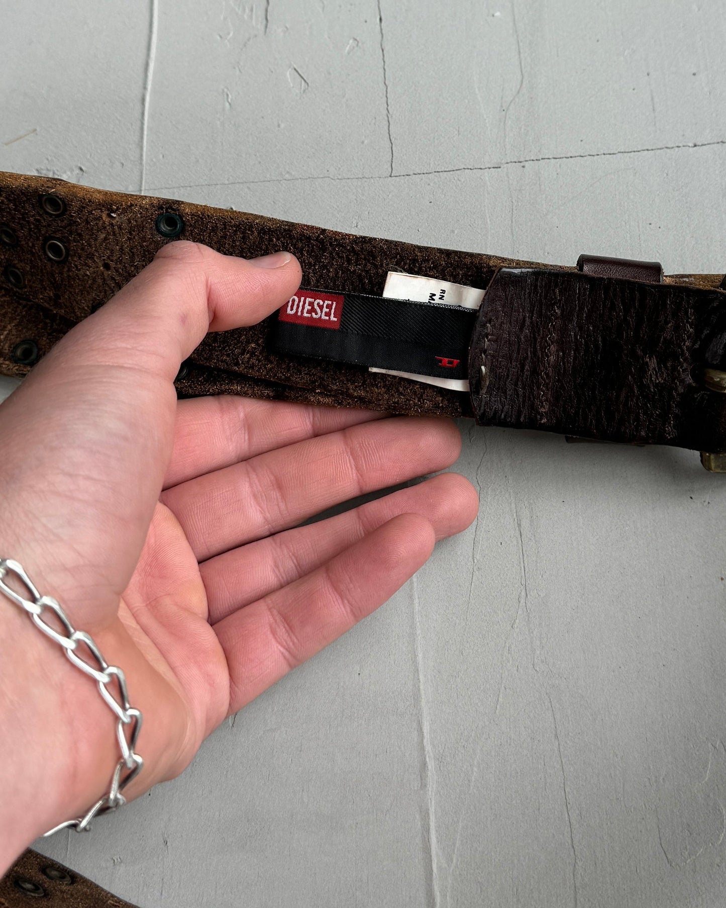 DIESEL STUDDED LEATHER BELT