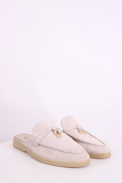 Loro Piana Babouche Charms Suede Mules Beige 37 | O/S, Beige