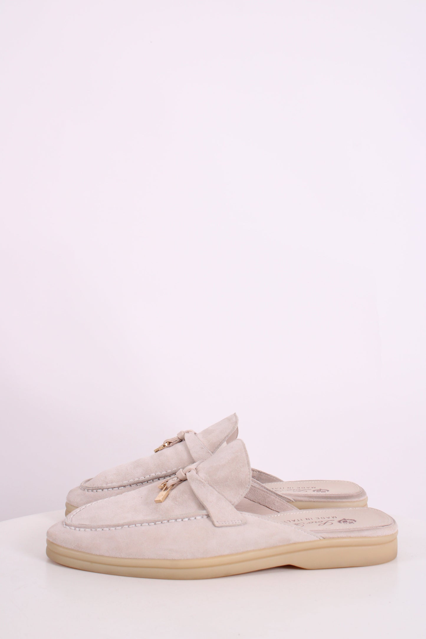 Loro Piana Babouche Charms Suede Mules Beige 37 | O/S, Beige