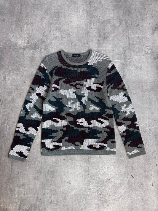 Burberry Black Label Green Pixel Camouflage Rib Knit Crewneck