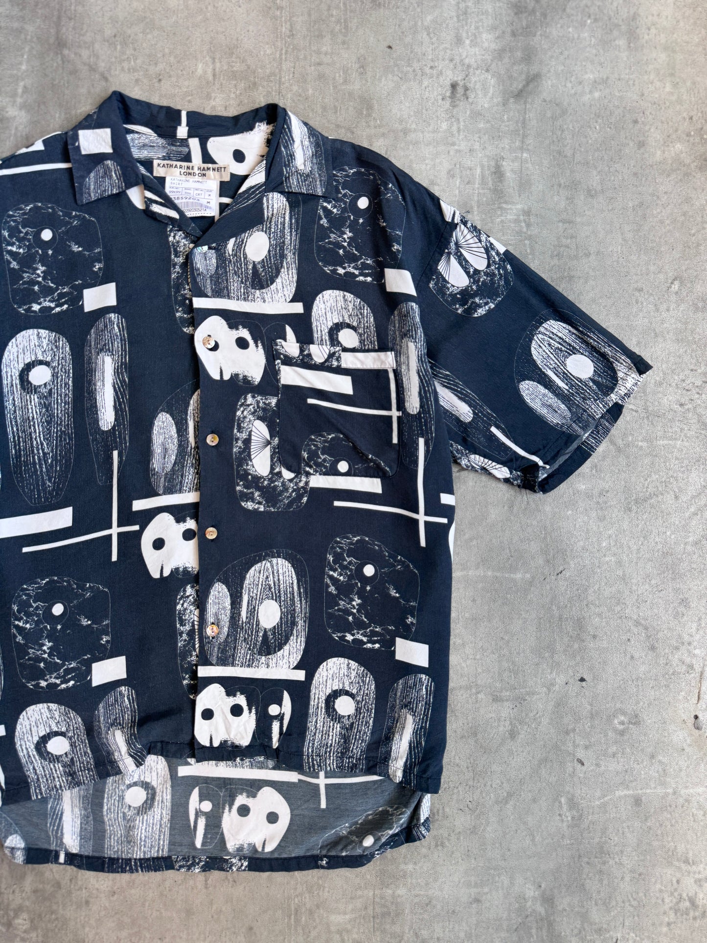 Katharine Hamnett Abstract Print Camp Collar Pocket Shirt. | Medium, Multicoloured