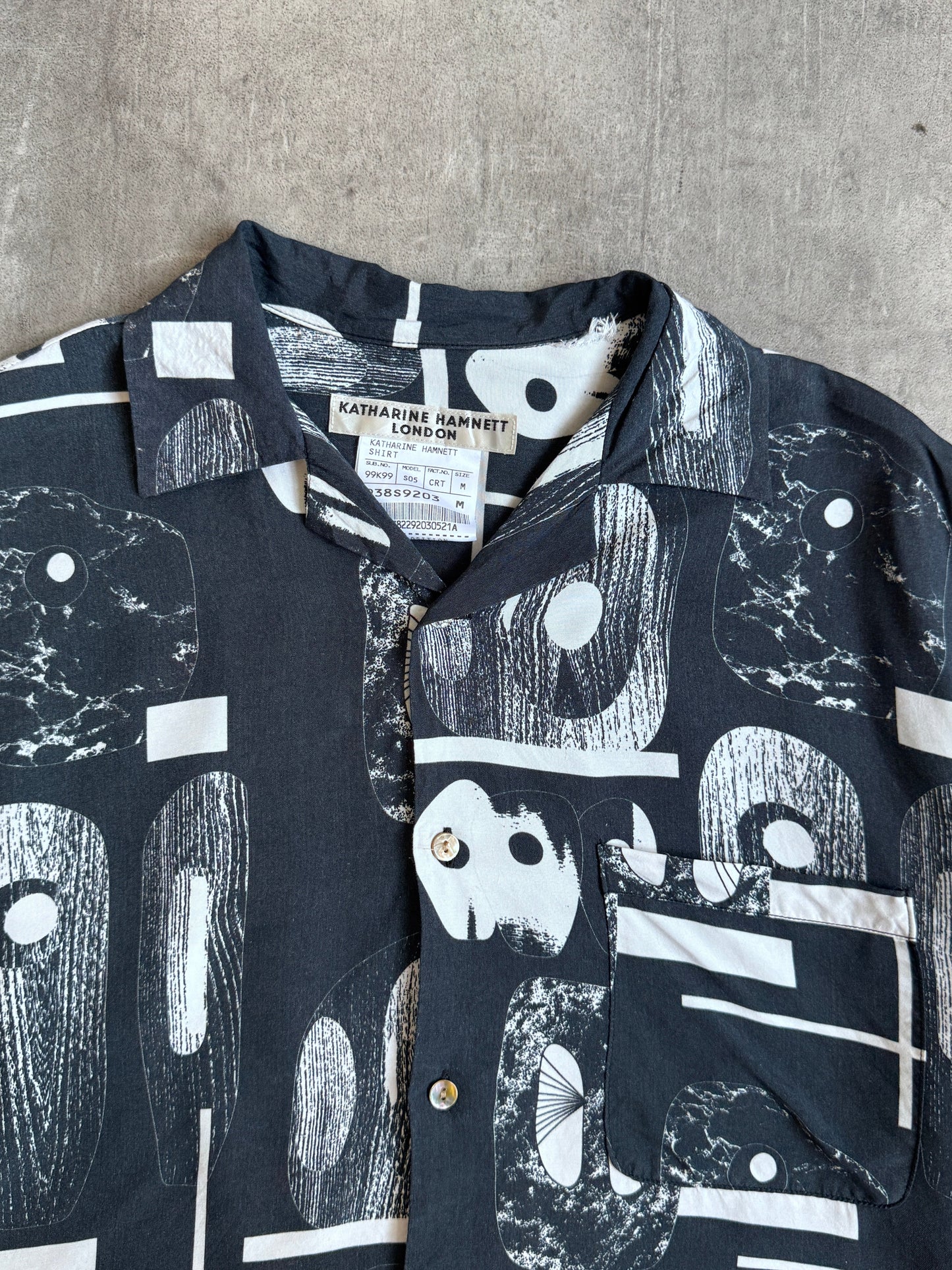 Katharine Hamnett Abstract Print Camp Collar Pocket Shirt. | Medium, Multicoloured