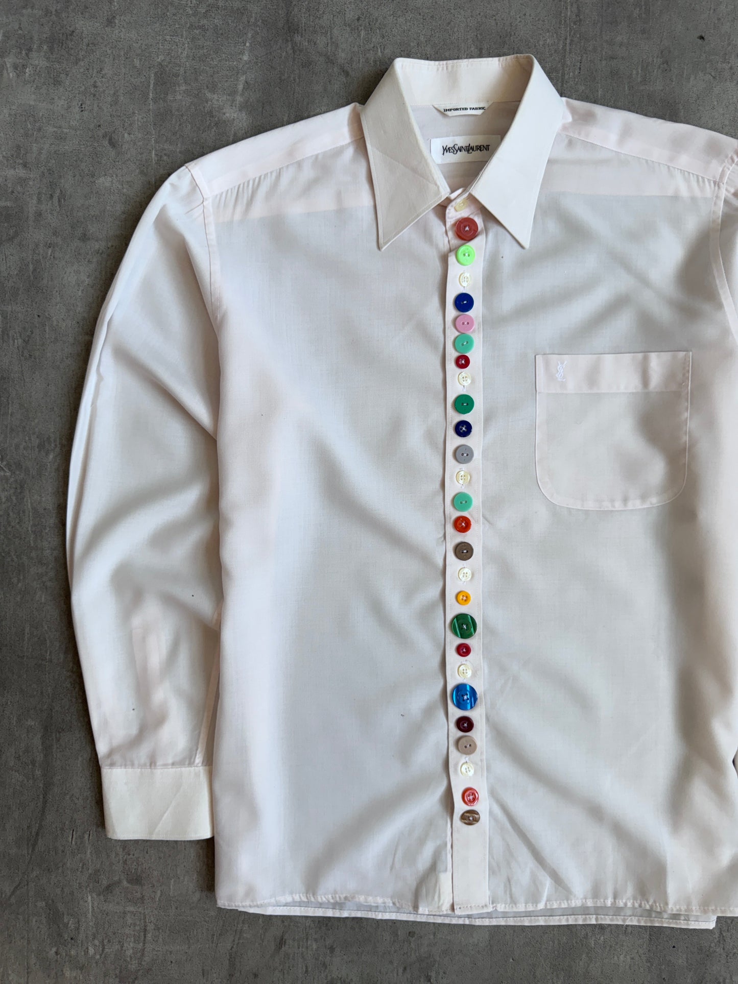YvesSaintLaurent Poplin Cotton Multi Button Cropped Shirt | Medium, Multicoloured