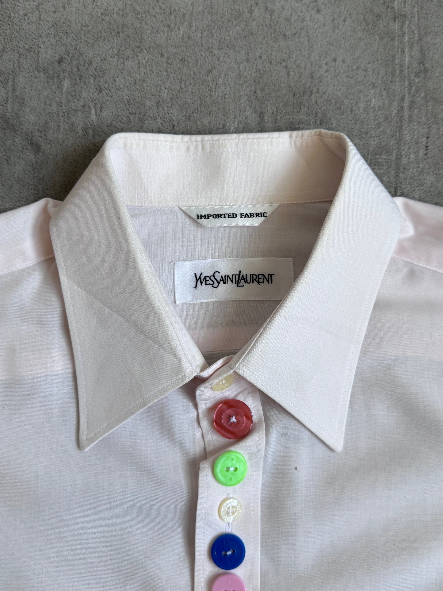 YvesSaintLaurent Poplin Cotton Multi Button Cropped Shirt | Medium, Multicoloured