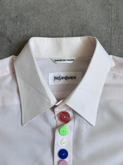 YvesSaintLaurent Poplin Cotton Multi Button Cropped Shirt | Medium, Multicoloured
