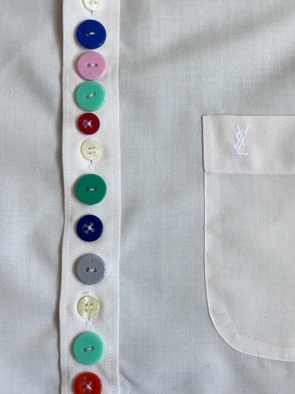 YvesSaintLaurent Poplin Cotton Multi Button Cropped Shirt | Medium, Multicoloured