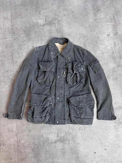 Avirex A-6 Hardware Detailed Full Zip Multipocket Grey Denim Jacket