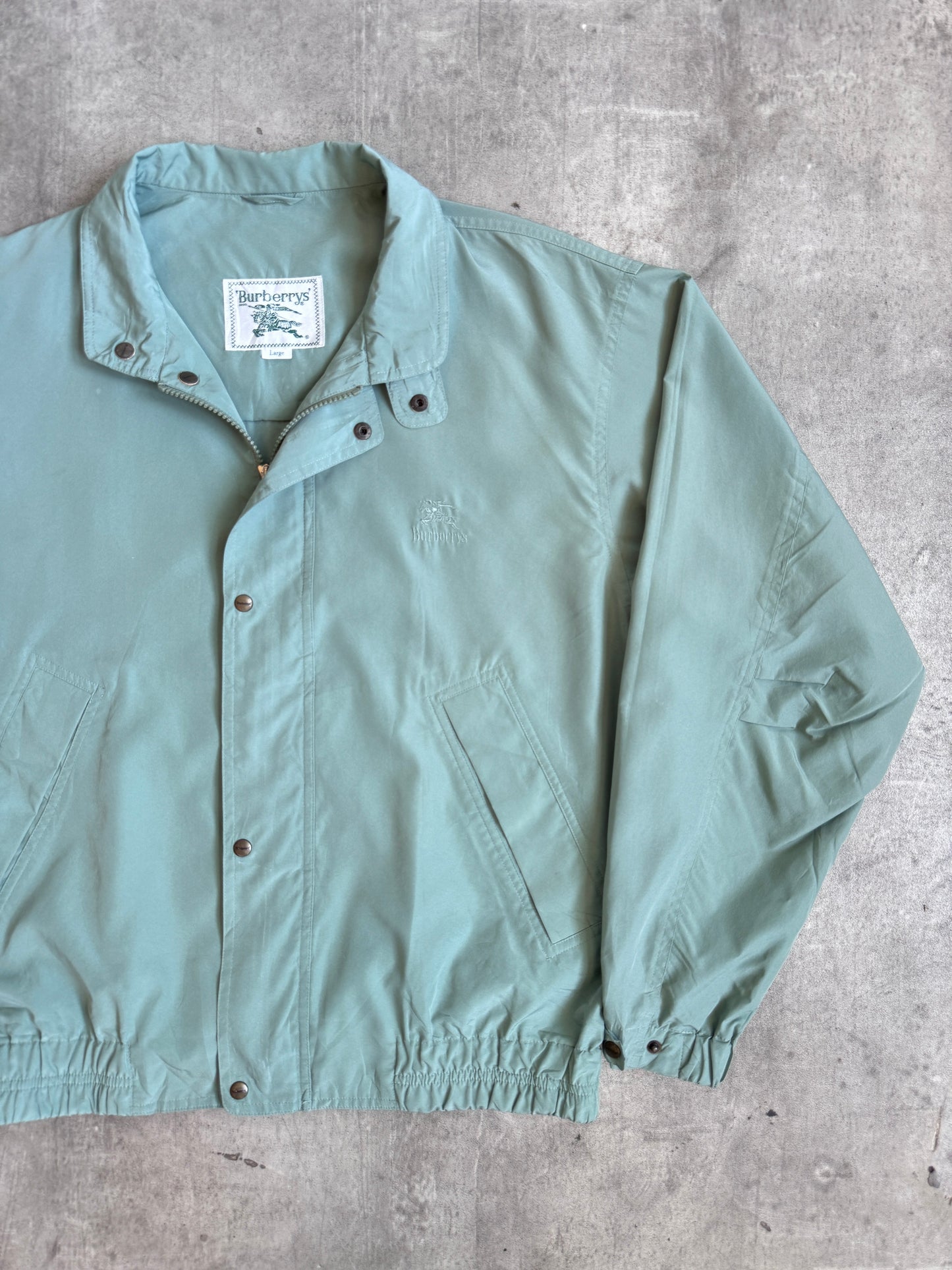 1990's Burberry Sage Green Summer Work Blouson | Large, Multicoloured