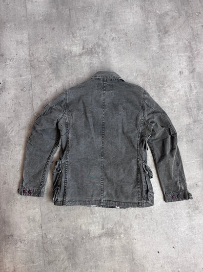 Avirex A-6 Hardware Detailed Full Zip Multipocket Grey Denim Jacket