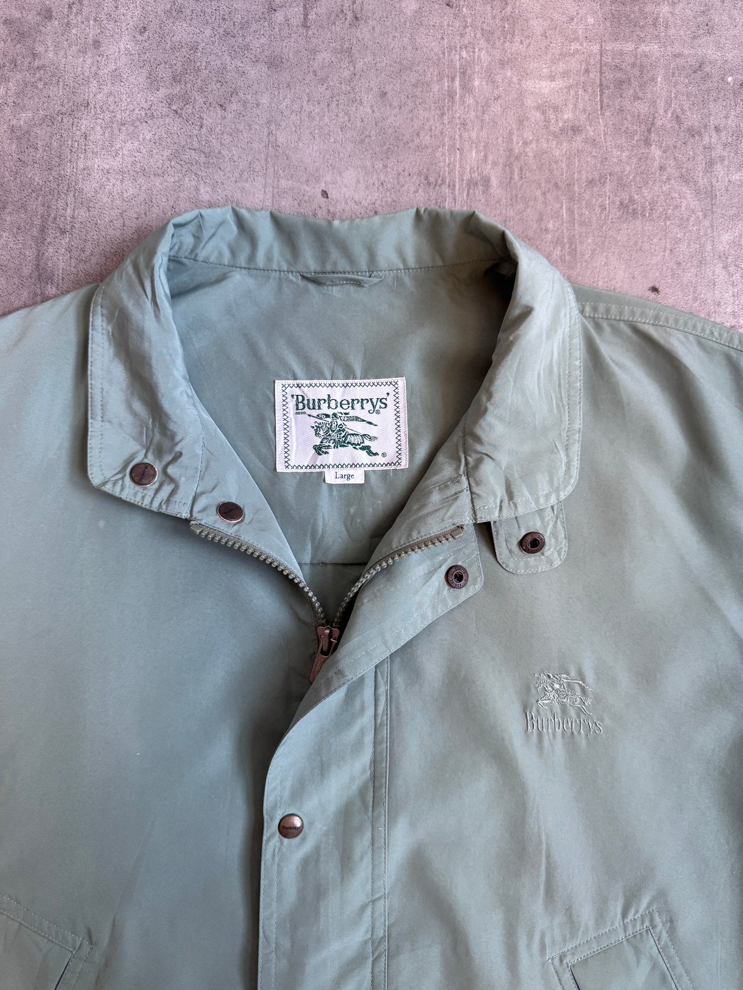1990's Burberry Sage Green Summer Work Blouson | Large, Multicoloured